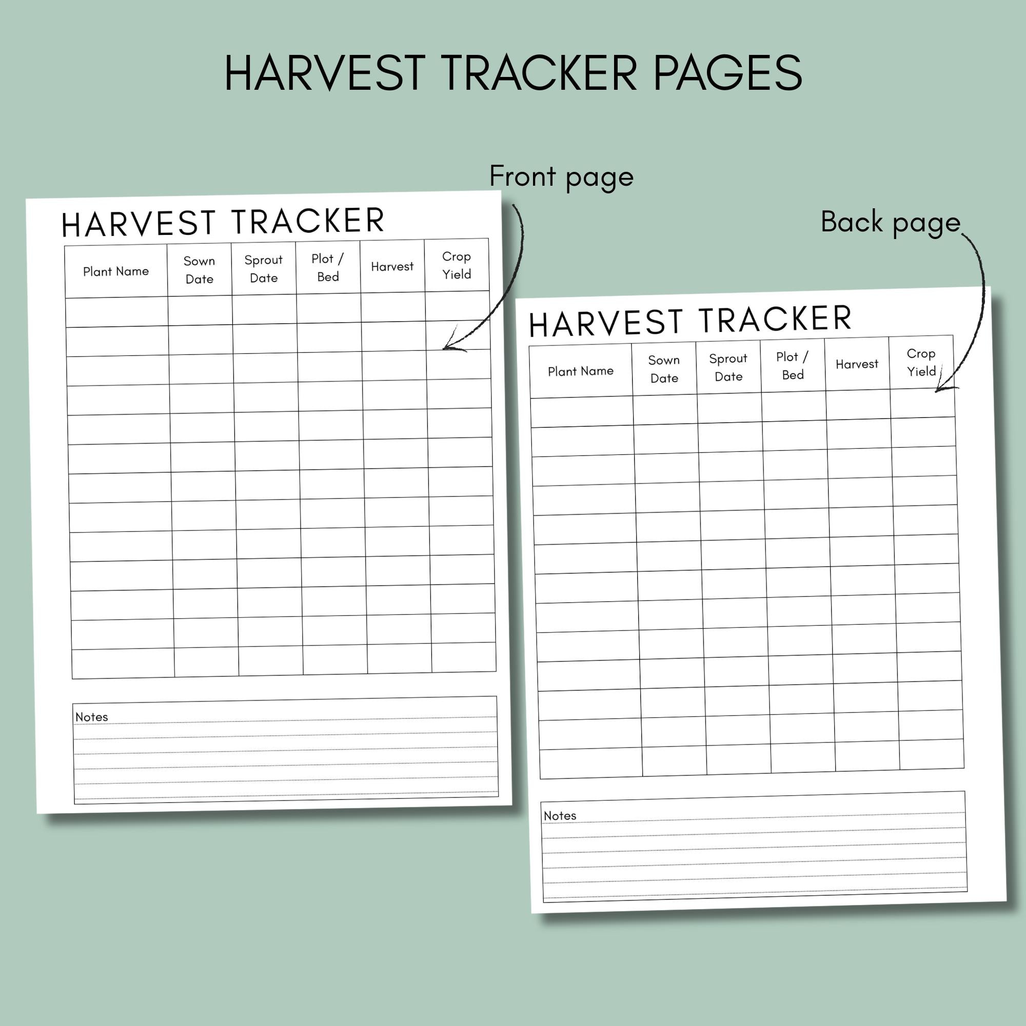 Garden Planner Printable | Seed Log, Harvest Tracker, Grid Layout ...