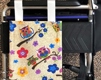 Owlious Wheelchair Bag/ Mobility Aid / Zimmer Frame Bag (Canvas Material - Washable)