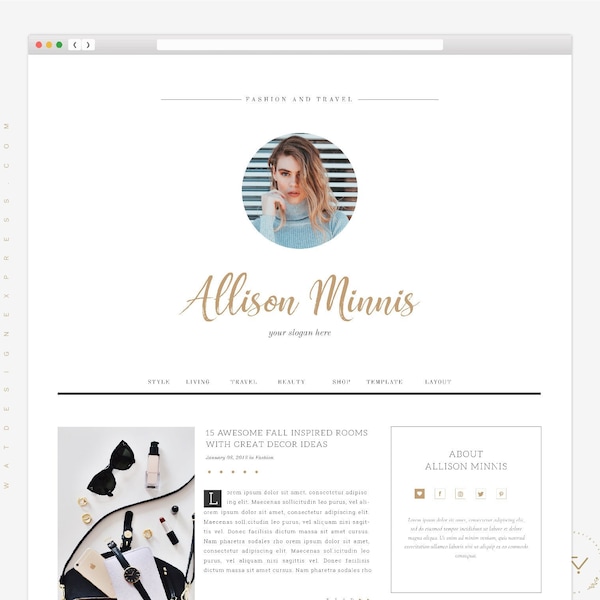 Fully Responsive Feminine WordPress Theme - Allison, Multipurpose WordPress Premade Template, Genesis WordPress Child Theme, Website Design