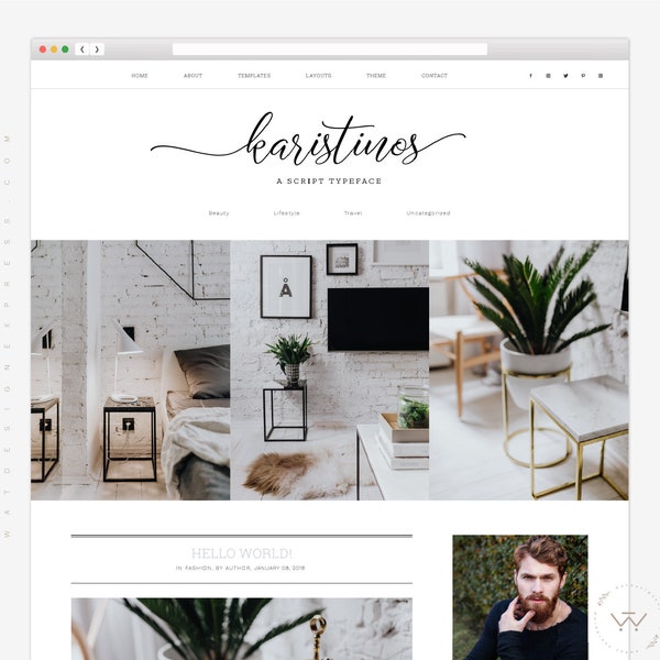 Minimalist WordPress Theme - Karistinos, Multipurpose WordPress Template, Fully Responsive WordPress Genesis Child Theme for Bloggers