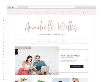 Feminine WordPress Theme - Annabelle, WordPress eCommerce Template, Fully Responsive WP Genesis - Elementor Child Theme for Lifestyle Blog
