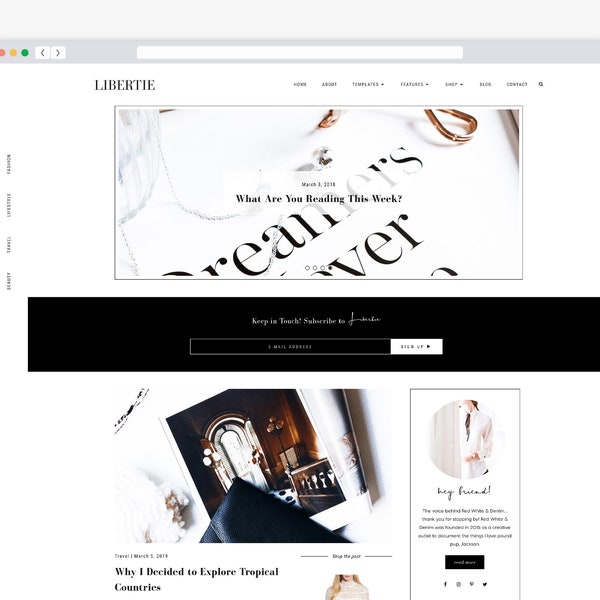 NEW! Elementor WordPress Theme for Bloggers - Libertie, WordPress WooCommerce Theme, Responsive WordPress, Minimal Genesis Child Theme