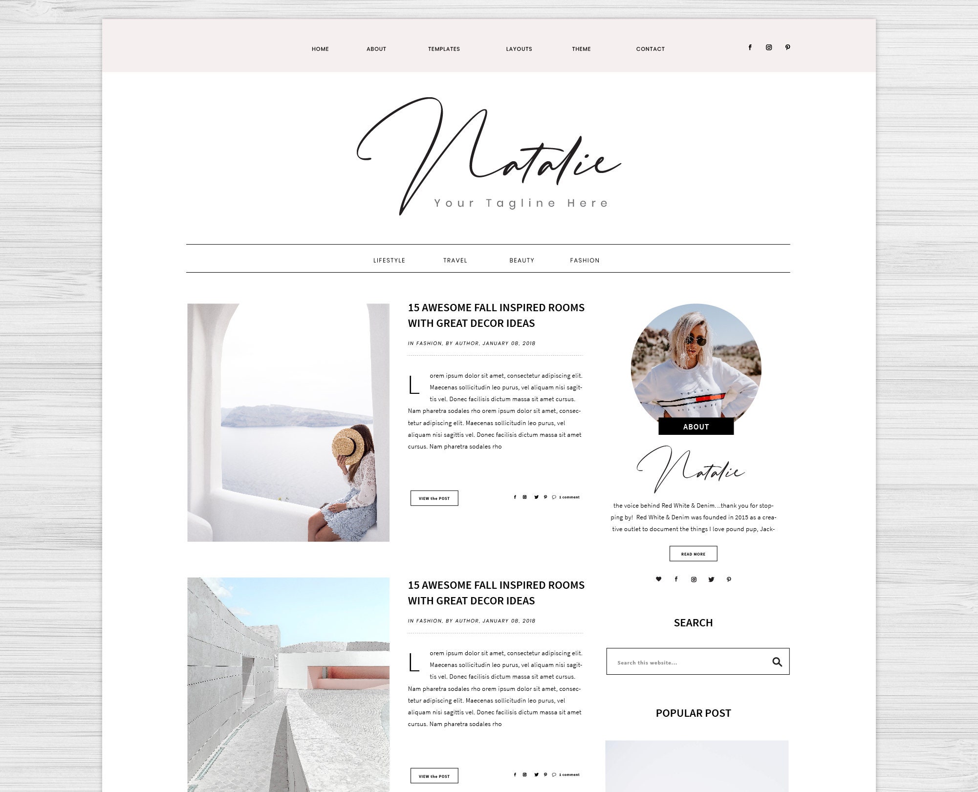 Responsive Blogger Theme, Blogspot Template, Feminine Blogger Templat…