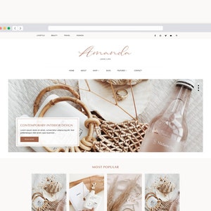 Feminine WordPress eCommerce Theme - Amanda, Multipurpose Elementor WordPress Theme for Bloggers, Genesis Fully Responsive Premade Template