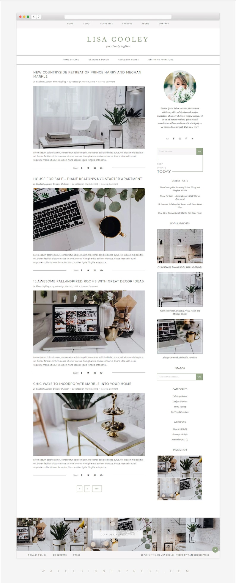 Minimalist WordPress Theme LisaCooley, Multipurpose WordPress Template, Fully Responsive WP Genesis Child Theme for Lifestyle, Travel Blog image 2