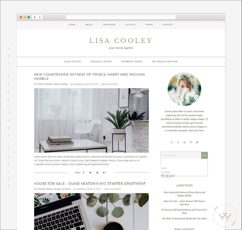 Minimalist WordPress Theme - LisaCooley, Multipurpose WordPress Template, Fully Responsive WP Genesis Child Theme for Lifestyle, Travel Blog 