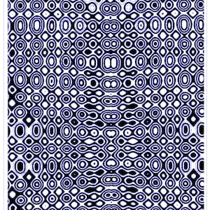 May include: Black and white abstract pattern with a repeating circle design. "Mokume Gane Wild" #C702. 3 inches by 4 inches / 76 mm by 102 mm.