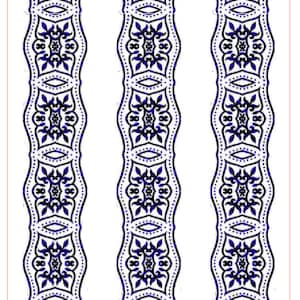 May include: A black and white design with a repeating pattern of blue floral shapes. The design is labeled "Ornament Ring Band I #A1914 RB1 2"x3.5"/50mmx89mm Rollerprint Pattern™ Rolling Mill Resource".