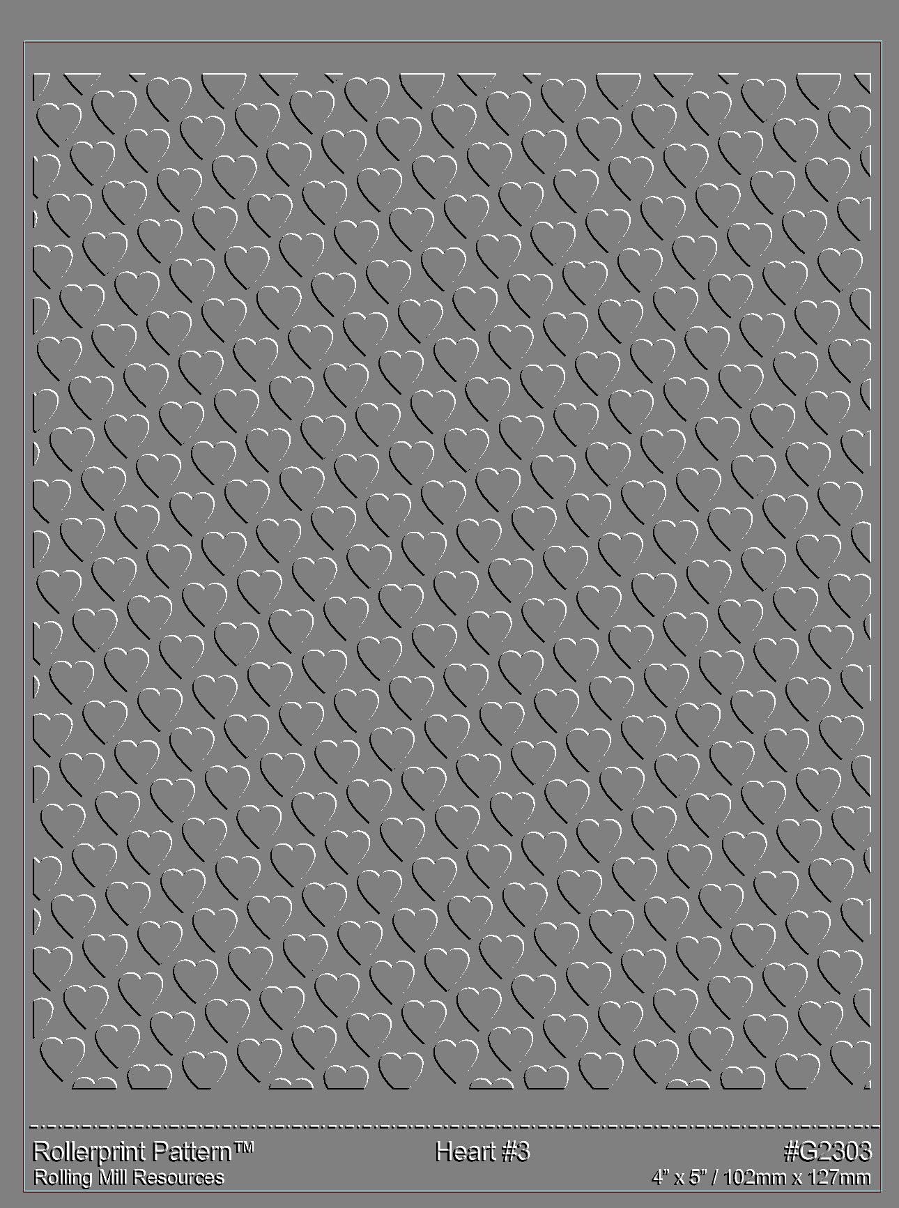 2303 Rolling Mill (hearts #3) Low Relief Overall Pattern 2