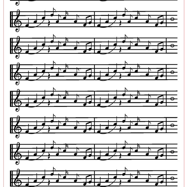 G2259 "Sheet Music #1" - Laser Engraved Paper Pattern for Rolling Mill and Metal Clay 4" X 5" (Laser Engraved Paper)