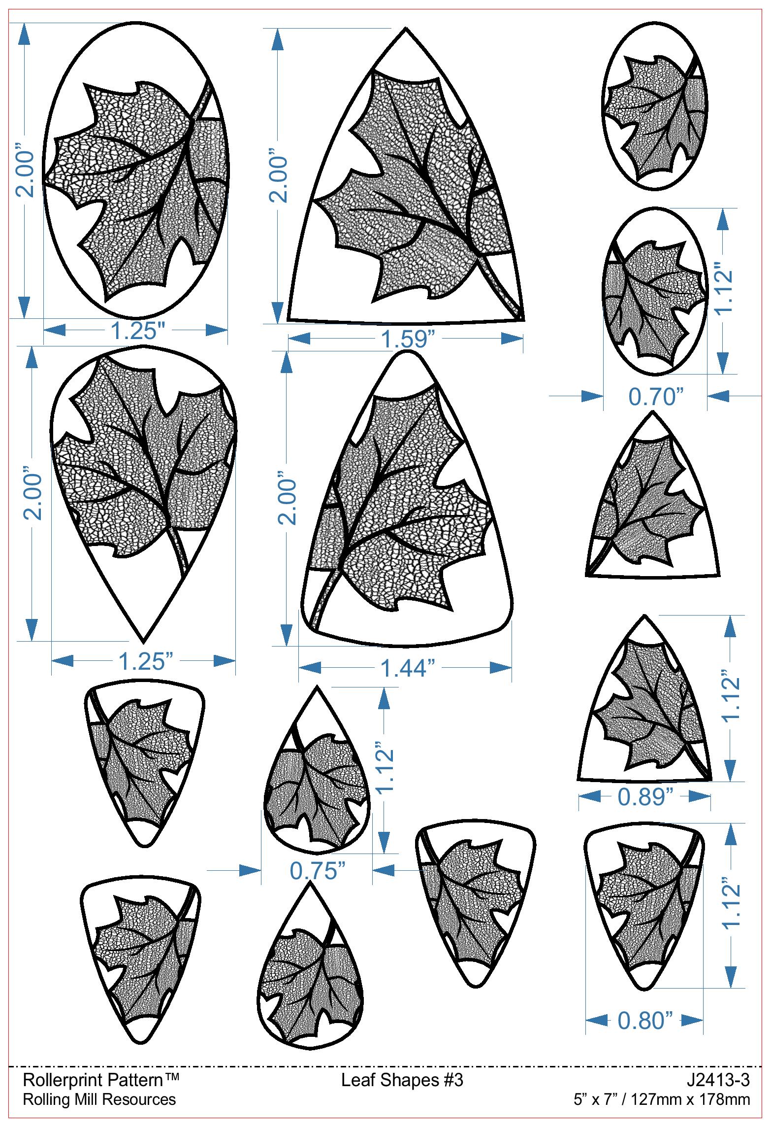 X3 Pattern Designs 2413 Rolling Mill Texture (fall Leaf Shapes) Laser Engraved Paper ...