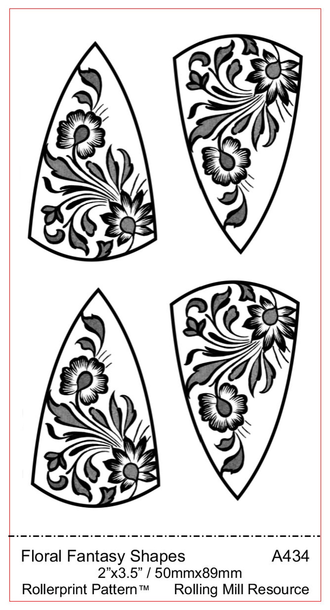 A434 Floral Fantasy Shapes, Low Relief Pattern for the Rolling Mill and ...