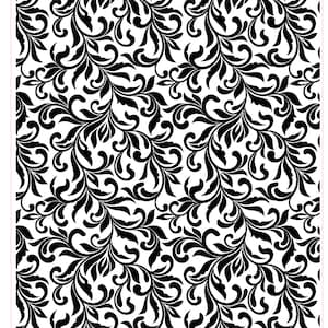 May include: Black and white repeating pattern of stylized floral scroll design.  Rollerprint Pattern™ Western Scroll #3.  #G2150 4" x 5" / 102mm x 127mm