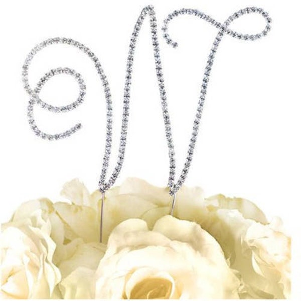 Simply Elegant Collection Monogram Cake Topper - Letter W - Large - Silver