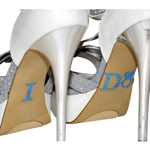 17 Main Rhinestone I Do Ring Wedding Shoe Stickers, Baby Blue