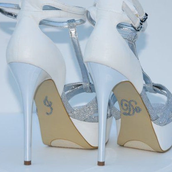 Wedding Shoes Pearl "I Do" Shoe Applique Stickers Dark Silver