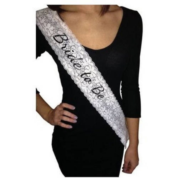 Bachelorette Party "Bride to Be" Lace Sash, White