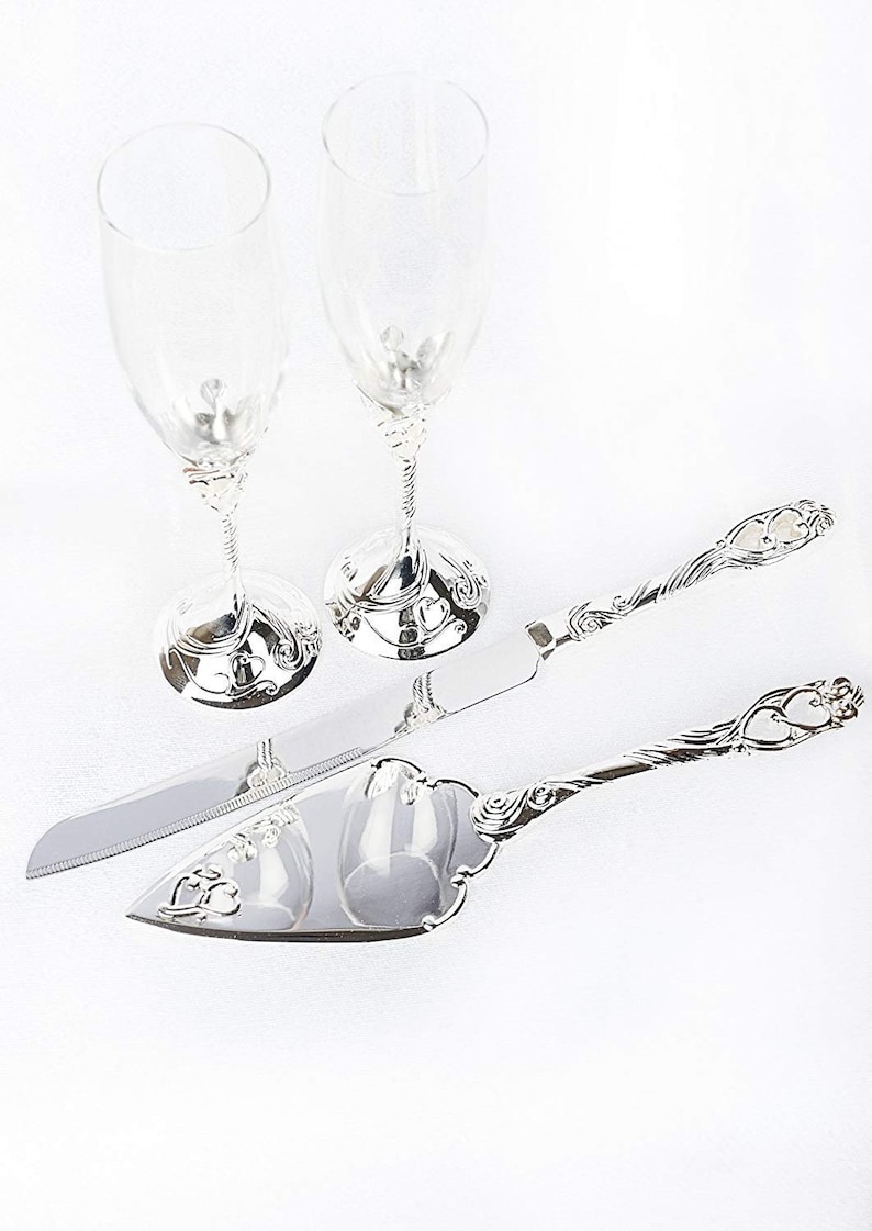 Unik Occasions Wedding Toasting Glasses and Cake Serving Set
