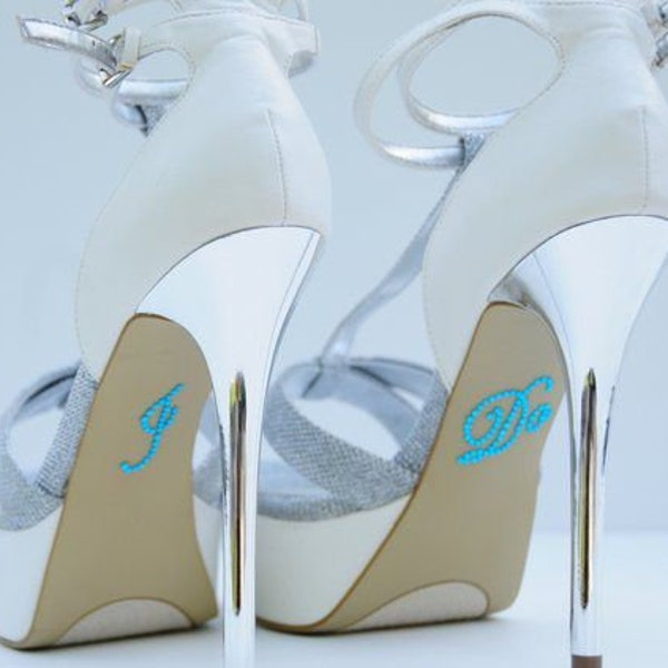 Wedding Rhinestone I Do Shoe Applique Stickers - Blue