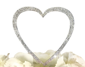 Sparkling Collection Single Heart Cake Topper in Silver - Large