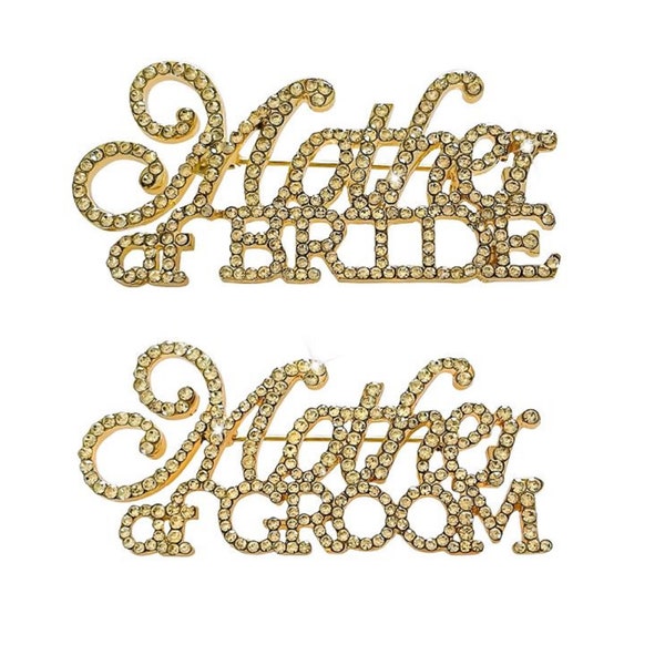 Mother of The Bride & Mother of The Groom Rhinestone Pin Set in Gold