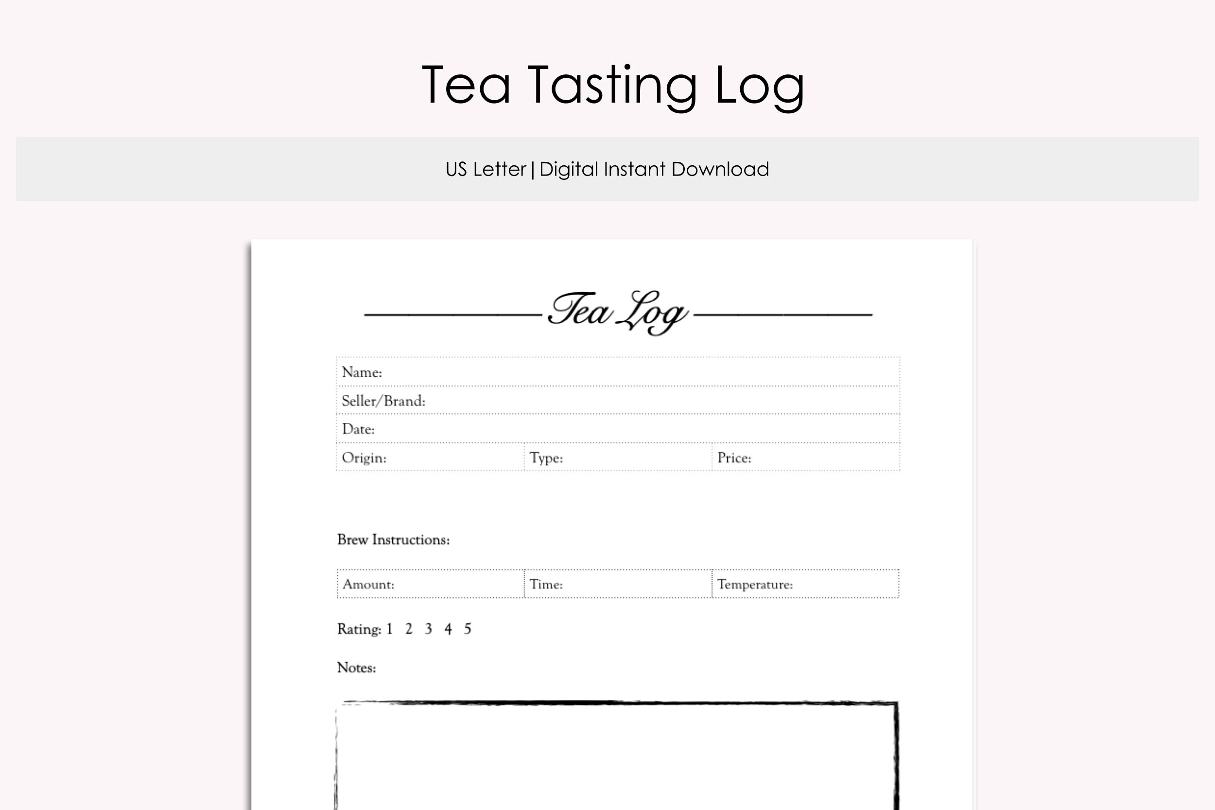Tea Log Tea Journal Tea Tasting Journal Tea Tasting Log Etsy
