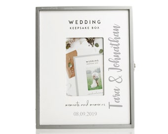 Personalised Wedding Silver Keepsake Box with Photo Frame