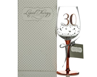 Personalised Rose Gold 30th Number Birthday Wine Glass