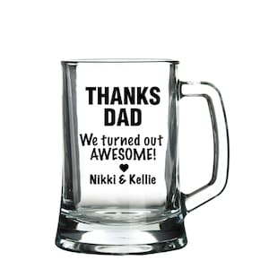 Personalised Thanks Dad Tankard Glass Stein