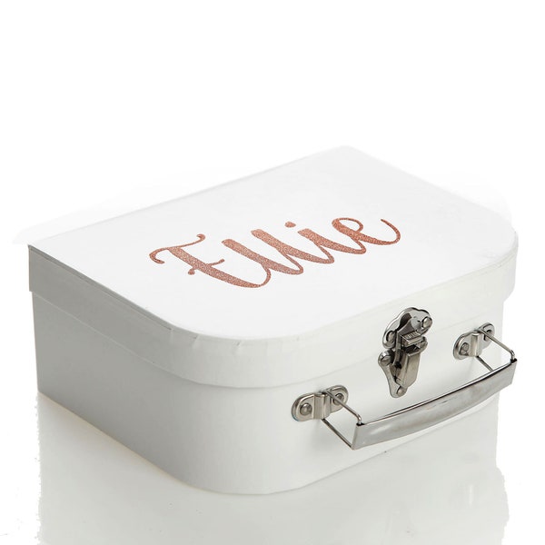 Personalised White Suitcase Keepsake Box