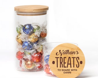 Personalised Treat Jar with Wooden Lid - Treats to Share