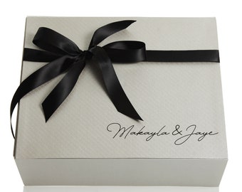 Personalised Silver Gift Box With Black Ribbon Bow