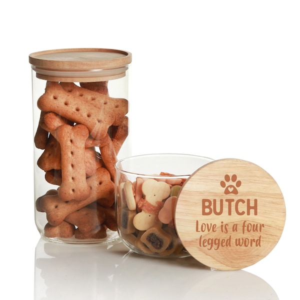 Personalised Treat Jar with Wooden Lid - Love is a four legged word