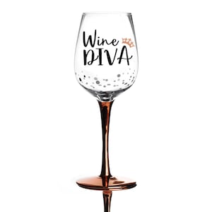Personalised Rose Gold Wine Diva Wine Glass