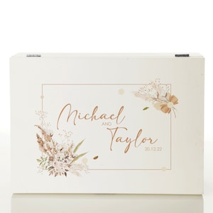 Caja de recuerdo personalizada con forma de pozo de los deseos para bodas de estilo bohemio