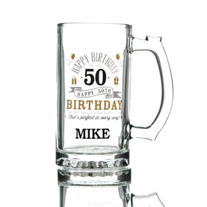 Deluxe 50th Happy Birthday Tankard Glass Stein