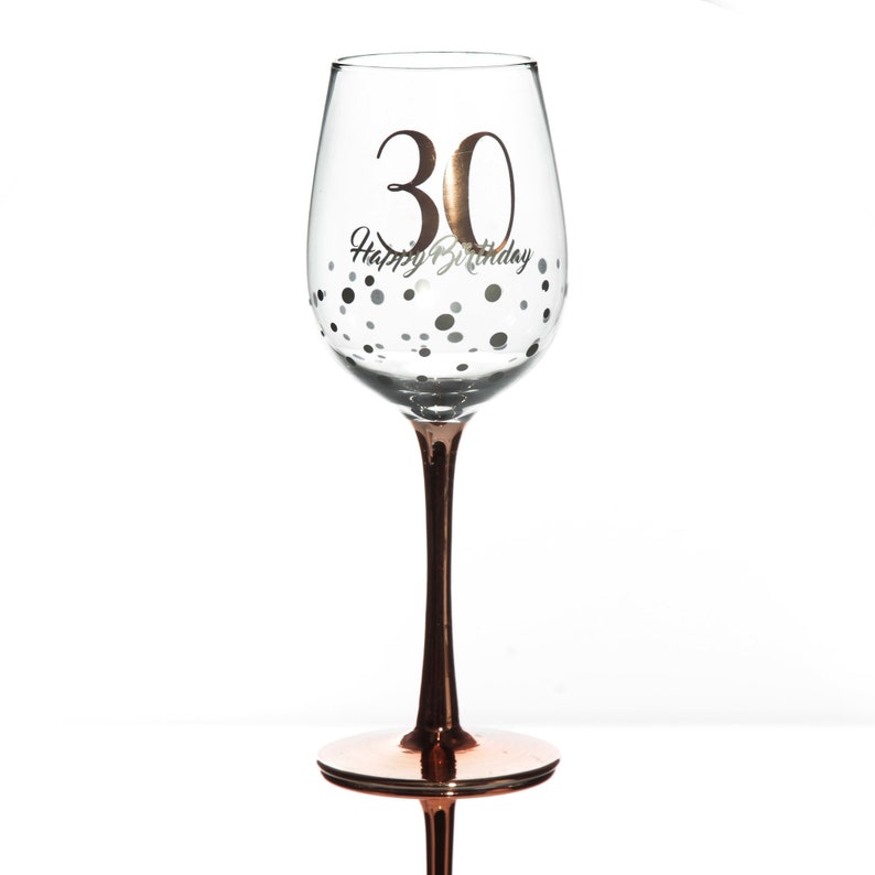 Personalised Rose Gold 30th Number Birthday Wine Glass image 2