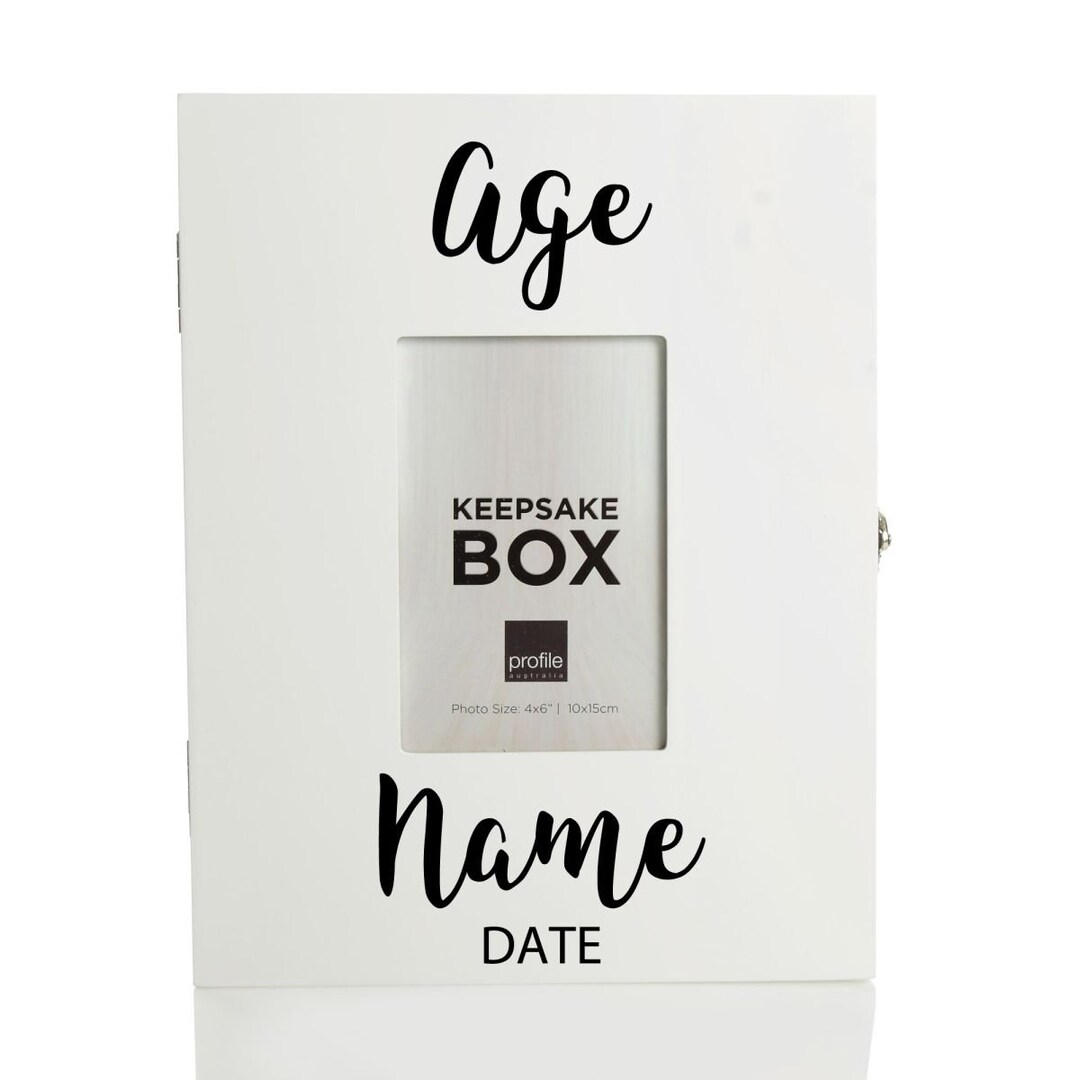 Personalised Any Age White Keepsake Box With Photo Frame - Etsy