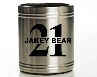 Personalised 21st Birthday Stainless Steel Stubby Cooler