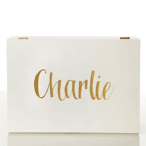Personalised White Wood Keepsake Box