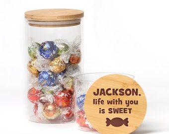 Personalisiertes Leckerliglas mit Holzdeckel - Life with You is Sweet