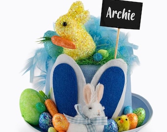 Handmade Blue Felt Bunny Easter Hat