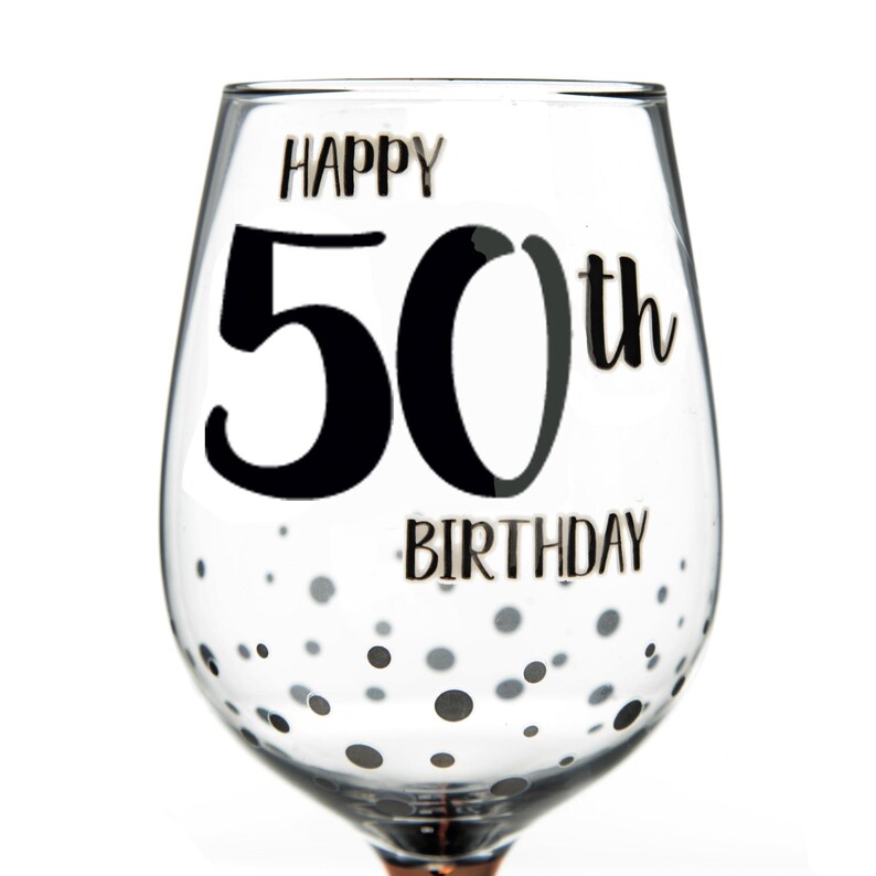Personalised Rose Gold Happy 50th Birthday Wine Glass - Etsy Australia