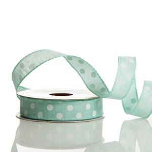 Ruban de bord de fil vert menthe avec taches - 2,5 cm