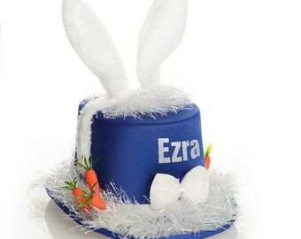 Handmade Blue Easter Bunny Top Hat Bonnet