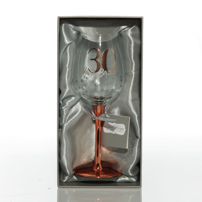 Personalised Rose Gold 30th Number Birthday Wine Glass image 4