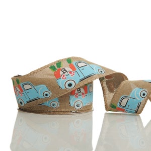 Ruban de bord de fil de lin de lapin de Pâques et camion - 4cm