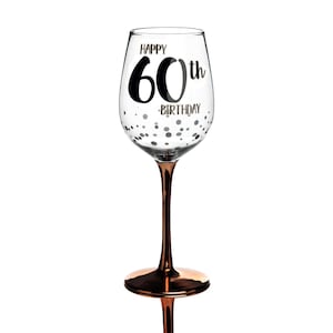 Personalised 60th Happy Birthday Wine Glass