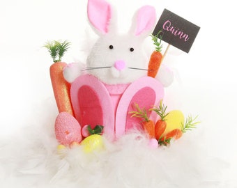 Personalised Pink Plush Bunny Easter Hat