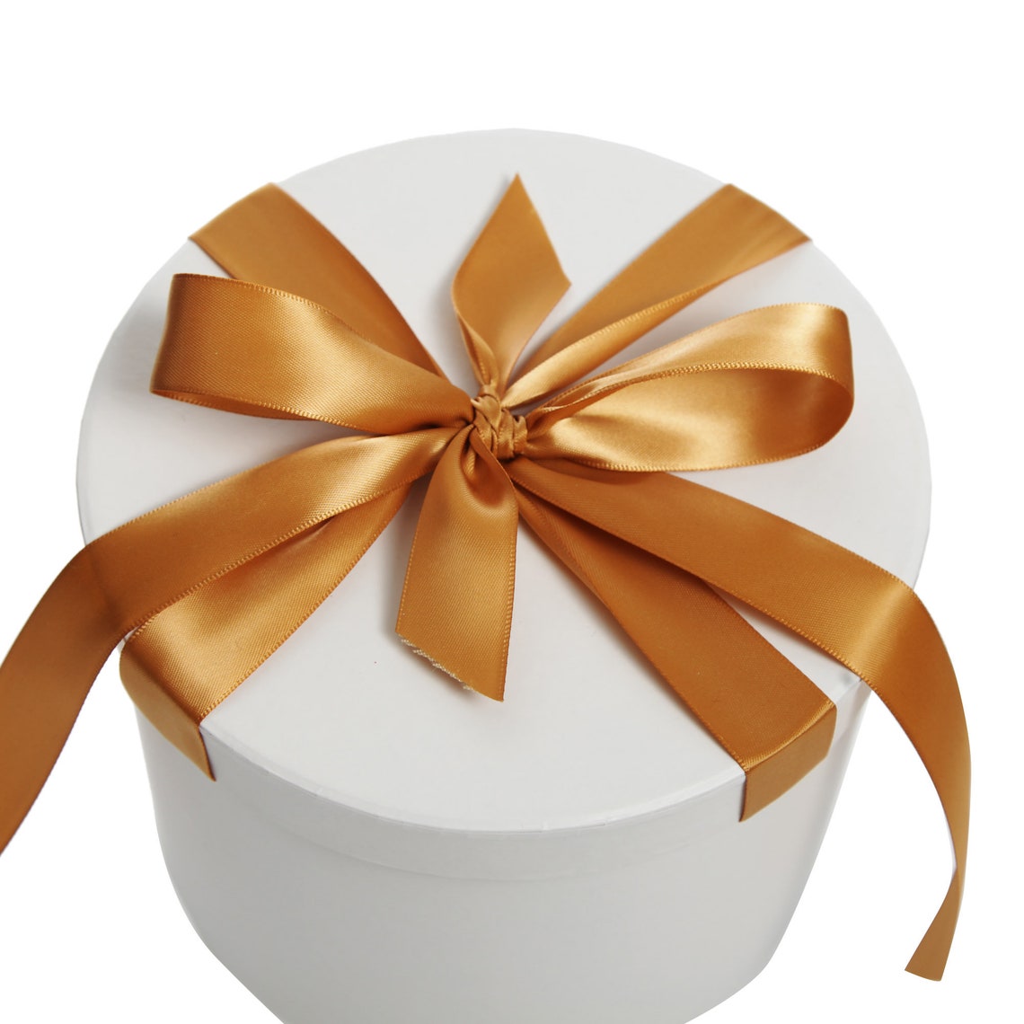 Personalised White Round Gift Box with Gold Ribbon Bow Etsy
